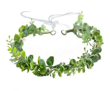 HJYHYN Flower Crown Boho Flower Wreath Artificial Floral Crown Bridal Headpiece Greenery Crown for Wedding Ceremony Party Festival (Green)
