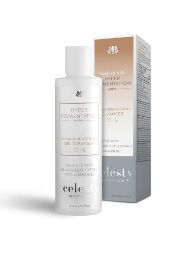 Celesty Beauty Brightening Gel Cleanser Glycolic Acid (AHA), Salicylic Acid (BHA) Uva Ursi Leaf Extract, Pro Vitamin B5 Face Wash Skin Face Sensitive Facial Cleansing Gel