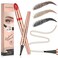 Microblading Eyebrow Pen - 3D Eyebrow Pencil Magical 4-Fork-Tip Eye Brow Pencils for Women, Precise Brush-Tip Pen Makeup, 24 Hours Water-proof &amp; Smudge-proof Natural Fine Stroke (Light Brown)