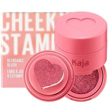 KAJA Blusher - Cheeky Stamp 02 Saucy   Buildable &amp; Blendable Shade with Heart-shaped Applicator, Sunkissed Finish, Travel size, Hygienic, Suitable for Beginners, Portable, Korean Makeup, 0.17 Oz