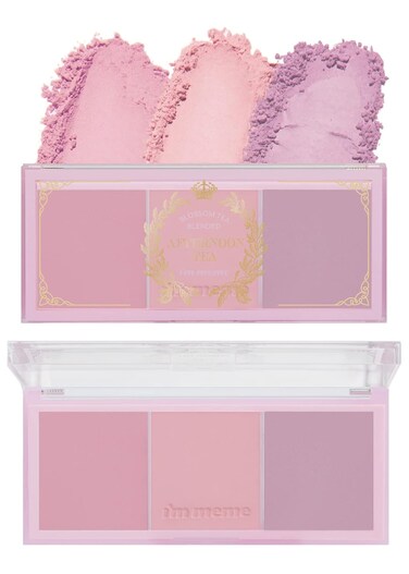I'm Meme Palette - Afternoon Tea Blusher   Blossom Tea Blended, Cool Tone Blush for Cheek, Soft Pink, Peach, Lavender, 3 Shades Palette, Matte Powder Blush for Face&amp;Cheeks, 0.4oz