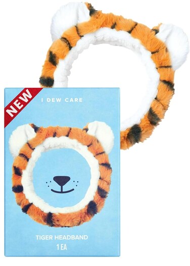 I DEW CARE Face Wash Headband - Tiger   Adorable Design, Perfect for Washing &amp; Cleansing, Makeup and Spa, Bath, Skincare, Quick Dry, Soft &amp; Fuzzy, Non Slip, Reusable, Teen Girls Stuff