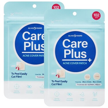 OLIVE YOUNG Care Plus Spot Patch 2 Pack   Hydrocolloid Acne Korean Spot Patch to Cover Zits, Pimples for Troubled Skin and Face (204 Count - 10mm*144ea + 12mm*60ea)