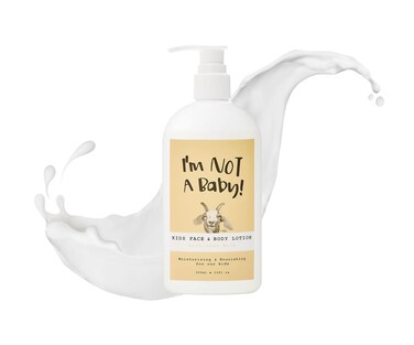 I&rsquo;m NOT A Baby! Kids Face &amp; Body Lotion, Dermatologist Tested, Allergen-free, PETA, Cruelty-free, Gentle for Kids, Goat Milk and Milk Sugar, 10fl oz