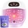 Foot Spa Bath Massager with Heat Bubbles and Vibration Massage and Jets, 16 OZ Calming Lavender Foot Soak Epsom Salt, Foot Soaker with Red Light, 22 Massage Rollers, Adjustable Temp - Pink
