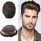 French Lace Mens Toupee Hairpieces Soft Human Hair Replacement System Natural Hairline Toupee for Men Lace Center with Poly V-Looped Man hair Units 8"X10" 4# MEDIUM BROWN