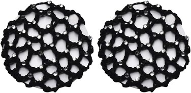 Handmade Crochet Bun Cover, 2 Pack, Women Hair Nets for Bun Hair, Ballet Hair Bun Cover, Snood Hair Net with Pearl Decor, Elastic Hair Accessories for Ballet Dance