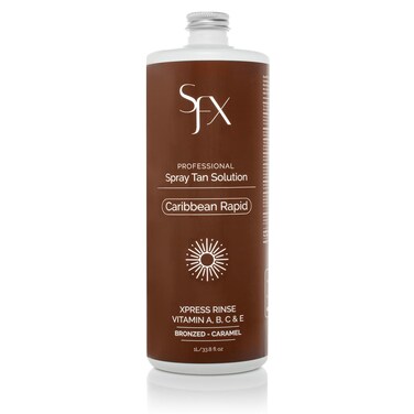 SunFX Caribbean Rapid - All Natural Spray Tanning Solution(1L/33.8 fl oz, MID SUMMER)