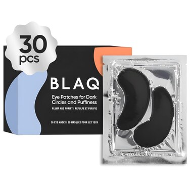 BLAQ Award Winning Under Eye Patches for Dark Circles and Puffiness, Premium Under Eye Mask with Red Algae, Hyaluronic Acid and Activated Charcoal. Vegan and Cruelty-Free, 30-Pack.