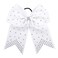 7 Inches Rhinestone Hair Bows Elastic Hair Tie Ribbon Large Cheer Bow Ponytail Holder Hair Band for Women Girls Kids Teens (White)