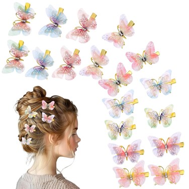 18Pcs Moving Butterfly Hair Clips Glitter Butterfly Clips for Hair 3D Mini Butterfly Hair Clips Butterfly Hair Accessories Fairy Accessories for Women Girls Wedding Festival Hair Charms