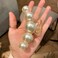 Women's Strong Hold Pearl Hair Claw Clips - Nonslip Champagne Banana Clips for Thick/Thin Hair Styling and Daily Use