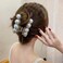 Women's Strong Hold Pearl Hair Claw Clips - Nonslip Champagne Banana Clips for Thick/Thin Hair Styling and Daily Use