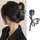 Flower Hair Claw Clips Metal Gunmetal Black Rose Hair Clips Large Heart Non-Slip Hair Jaw Clips for Women and Girls Trendy Hair Accessories Strong Hold Clamp Clips Hair Supplies for Thick/Thin Hair