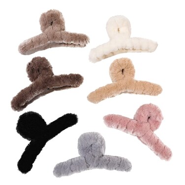 7 Pcs Plush Fuzzy Claw Hair Clips Faux Fur Hair Clips Nonslip Hair Jaw Clips Hair Clamp Barrette Hair Accessories for Women Girls