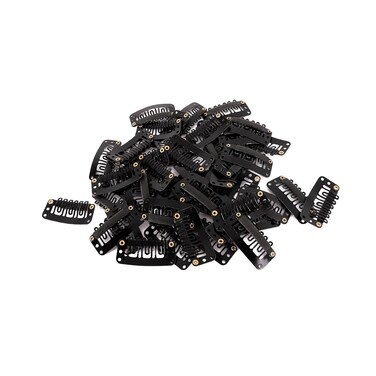 MapofBeauty 50 Pcs Wig Snap Clips for Hair extension Metal 6 Teeth U Shape Clip Hairpiece Accessories (Black)