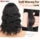 WIGNEE Women's Natural Black 12 Inch Wavy Human Hair Wig with Bangs
