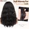 WIGNEE 100% Virgin Human Hair Natural Wave Wigs with Bangs Brazilian Human Hair Wave Wigs Natural Black Color (16 Inch)