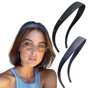 BIKCZEWIN 2PCS No Pressure Plastic Headbands No Headache Women's Fashion Hairband Sunglasses Shinny Comfortable Hair Accessories