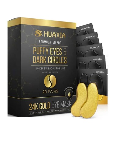 24k Gold Eye Mask Formulated for Puffy Eyes &amp; Dark Circles for Men and Women 20 Pairs Under Eye Patches for Maximum Results SLEEPING WRINKLE REMOVE MASK REMOVING PUFFINESS UNDER EYE CARE COLLAGEN MASK