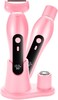 Electric Shaver for Women, Womens Electric Razor, Cordless Bikini Trimmer - Rechargeable Smooth &amp; Painless 2 in 1 Womens Shave for Bikini Hair Removal Underarm Public Hairs Legs (Pink)