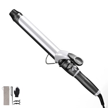 Hot Tools Curling Iron with 1 1/2 Inch Ceramic Barrel, LCD Display, 22 Heat Settings, Dual Voltage, Auto-Off