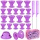 JULBEAR Hair Rollers, 60 Pcs Purple Silicone Curlers Including 30pcs Large 30pcs Small Overnight Heatless Curling Rod Headband with 2 Combs for Women Girls' Long and Short Hair