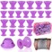 JANYUN 40 Pcs Purple Magic Hair Rollers Include 20pcs Large Sleeping Silicone Curlers 20pcs Heatless Small Hair Curlers (Purple)