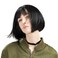 REECHO 11" Short Bob Wig with bangs Synthetic Hair for White Black Women Color: Black