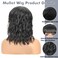 Short Wavy Bob Wig with Bangs for Women Black Mullet Wig 80s 90s Shaggy Layered Wigs for Women, Short Curly Bob Wigs with Bangs Synthetic Shoulder Length Wigs for Party Use(1B#)