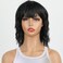 Short Wavy Bob Wig with Bangs for Women Black Mullet Wig 80s 90s Shaggy Layered Wigs for Women, Short Curly Bob Wigs with Bangs Synthetic Shoulder Length Wigs for Party Use(1B#)