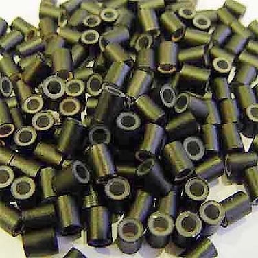 Silicone Lined Copper Micro Tube Rings Links Beads Linkies for I Tip Stick Glue Feather Hair Extensions (500 PCS 4mm, Black)