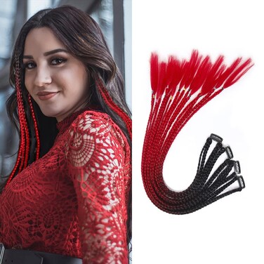 Shinon clip in hair braid Extensions 16 strand 24 inch Synthetic ombre box Braid Hairpieces with Mini rubber band and clips for Fashion woman Kids Girls