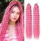 Ocean Wave Crochet Hair 24 Inch 2 Packs Deep Wave Curly Braiding Hair Extensions Synthetic Curly Crochet Hair For Black Women(24inch, 2pack, pink)