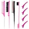 8 Pieces Styling Comb Set - Teasing Brush, Rat Tail Comb, Edge Brush for Slicking and Combing Hair for Women (Pink)