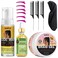 Extra Hold Styling Gel and Mousse for Braids, Twists, Locs, Cornrows - Frizz Taming, Smoothing &amp; Edge Control with Rosemary Hair Growth Oil (Bonus: Hair Combs, Bonnet, Clips)