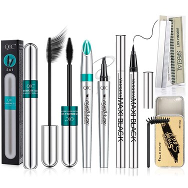 5x Longer Voluminous Eyelashes, 2 in 1 Vibely Mascara &amp; Eyebrow Pencil &amp; Eyeliner &amp; Eyebrow Soap Kit &amp; 10Pcs Eyebrow Trimming Blades, Waterproof No Clumping (5 Set)
