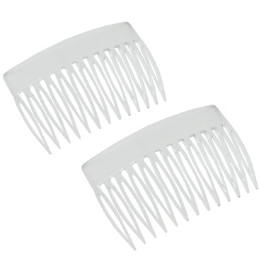 Parcelona French Bold Edge Clear Small 2 3/4" Celluloid Pin Wide Teeth Set of 2 Side Slide Hair Combs for Women and Girls, Made in France (Clear)