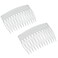 Parcelona French Bold Edge Clear Small 2 3/4" Celluloid Pin Wide Teeth Set of 2 Side Slide Hair Combs for Women and Girls, Made in France (Clear)