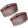 Parcelona French Crown Tortoise Shell Brown Small 2 3/4" Celluloid Set of 2 Flexible 13 Teeth Side Hair Combs for Women and Girls, Made in France