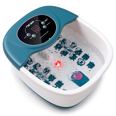 Foot Spa Bath Massager with Heat, Bubble, Vibration and Temperature Control, 22 Massaging Rollers Foot Soak Tub for Foot Pain Relief, Pedicure Foot Soaker with Acupressure Massage Points &amp; Red Light