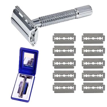 Double Edge Safety Razor for Unisex, 10 Platinum Coated Double Edge Safety Razor Blade Refills Safety Razo, Women Men's Razor with a Delicate Box, Fits All Double Edge Razor holder and Razor Blades