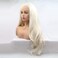 xiweiya 60# White Blonde Lace Front Wig Long Body Wave Platinum Blonde Synthetic Lace Front Wig White Blonde Wig Natural Hairline Hair 150% Density Wig for Women