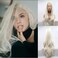 xiweiya 60# White Blonde Lace Front Wig Long Body Wave Platinum Blonde Synthetic Lace Front Wig White Blonde Wig Natural Hairline Hair 150% Density Wig for Women