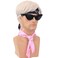 Platinum Blonde Straight Synthetic Men's Wig Set with Black Sunglasses Head Band and Neckerchief for Prince Cosplay Halloween Daily Wear