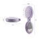 Compact Travel Hair Brush Set - Mini Folding Brush with Mirror, Wet Brush for Purse, Purple
