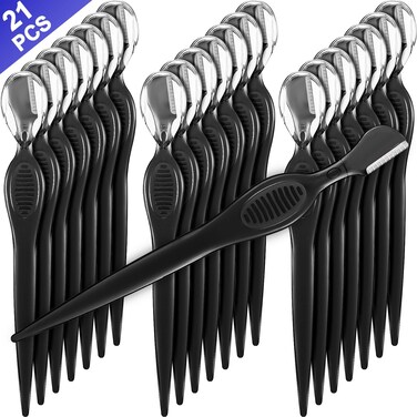 Mudder 21 Pcs Face Razors for Women and Men, Eyebrow Razors Shaver Facial Razor Multipurpose Face Trimmers with Precision Cover for Women Makeup Care Tools(Black)