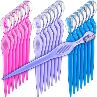 Mudder 21 Pcs Face Razors for Women and Men, Eyebrow Razors Shaver Facial Razor Multipurpose Face Trimmers with Precision Cover for Women Makeup Care Tools(Rose Red, Blue, Purple)