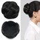Synthetic Hair Chignon Scrunchie Natural Hair Braided Bun Donut Hairpieces Clip in Hair Bun Extensions Updo Space Bun for Women Beauty (Black)