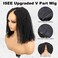 ISEE V Part Human Hair Afro Curly Minimal/No Leave Out Upgrade U Part Wig for Black Women Human Hair V Shape Wig Kinky Curly Thin Part Glueless Clip In Half Wig 180% Density Natural Color 16 Inch